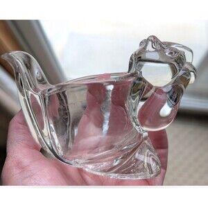 SQUIRREL Vintage Candle Holder Avon Clear Glass 5" x 3" 1970-1980